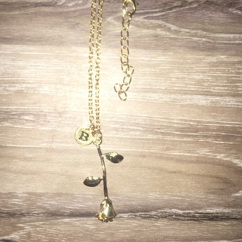 Gold rose necklace